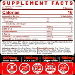 Gummies de créatine OEM 5000 mg de créatine avec <span class=keywords><strong>BCAA</strong></span> L-Taurine Collagène Peptides Créatine Monohydrate Gummies - Product Image 6