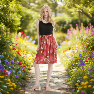 Gonna Midi a Trapezio Floreale da Donna Dolado, Vita Naturale, in Chiffon Poliestere Cotone, Comoda, Casual, per Tutte le Stagioni, Stampa - Product Image 2