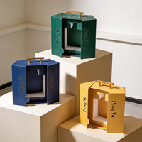 Boîte en carton rigide à double porte avec fermeture magnétique, logo personnalisé, pour boissons, vin rouge, whisky, emballage cadeau haut de gamme avec poignée