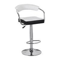 Tabouret de bar commercial moderne en similicuir rembourré avec base ronde en métal, pivotant et réglable en hauteur, avec dossier, pour bar à domicile et hôtel