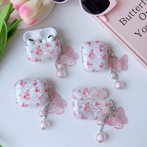 Pour Airpod Pro 3 étui de protection pour écouteurs sans fil pour Apple <span class=keywords><strong>AirPods</strong></span> 4 <span class=keywords><strong>coque</strong></span> motif papillon écouteur housse de protection pendentif - Product Image 1