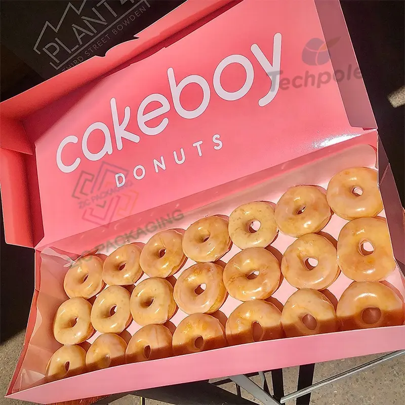 식품 학년 친환경 테이크 아웃 투명 컬러 도넛 상자 쿠키 캔디 크레이프 케이크 베이커리 빵 선물 케이터링 종이 상자 포장