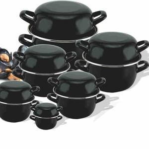 18cm European Enamel Seafood &amp; <strong>Mussel</strong> Soup <strong>Pot</strong> with Glass Lid Induction Compatible Single Bottom for Gas Stoves - Product Image 2