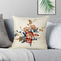 Peinture à l'huile réaliste Style rétro fleur lin coton taie d'oreiller pour canapé voiture décoration de la maison chaise cadeau personnalisé