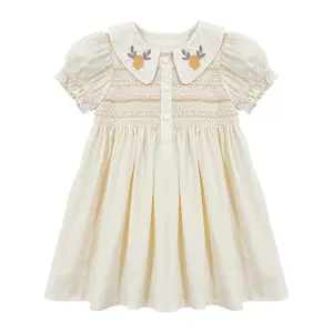 Gaun Babydoll Baju Bayi Perempuan Gaun Smocked Bishop Anak Musim Panas untuk Anak Perempuan