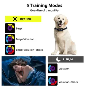Modalità notte silenziosa vibrazione Shock modalità Smart collari corteccia di cane collare di controllo corteccia con sensibilità regolabile a 5 livelli