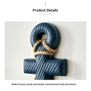 Ensemble de décoration murale en bois rustique avec roue de bateau et ancre, design nature morte, 2 pièces, thème nautique méditerranéen pour mariages et anniversaires - Product Image 5