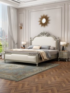 Traditional Queen Size Soft <b>Bed</b> With Storage Drawer Tufted Upholstered Headboard Beige Color Wooden Frame <b>Pine</b> Wood - Product Image 5