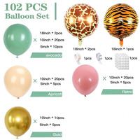 Décorations or rétro vert rose abricot boisé pour baby shower ensemble de ballons jungle safari pour décoration de fête d'anniversaire