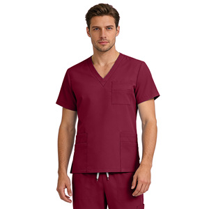 Men's V-Neck Scrub Set Solid Color Quick Dry Moisture Wicking Hospital Uniforms - Product Image 5