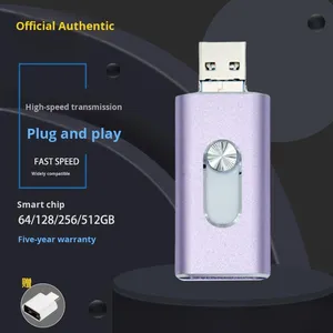 Cross-Border Four-In-One Push-Pull Metal U Disk for Android Pingguo Type-<b>C</b> 3.0 <b>USB</b> Large-Capacity 128G Mobile Phone <b>USB</b> - Product Image 3
