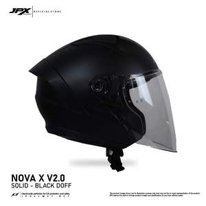 Casco JPX Nova X V2 de Media Cara, Color Negro Azabache, Equipado con Doble Visera para Protección, que Combina un Diseño Elegante con Comodidad. - Product Image 6