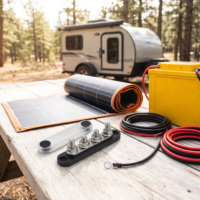 Barre omnibus 4 voies M8, bloc de distribution d'alimentation 150A, barre omnibus en cuivre nickelé avec couvercle pour câblage solaire de voiture et camping-car