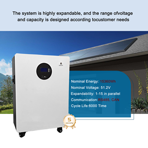 Batterie au lithium-ion phosphate de fer LiFePO4 51,2 V 48 V 300 Ah sur pied 15 kW pour stockage d'énergie solaire - Product Image 5