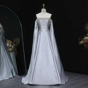 Für Janc ember LSZ575 Chic Graue Perlen A-Linie Abend Abendkleider Boots hals Natürliche Taille Pailletten Perlen Kristall isiert - Product Image 2