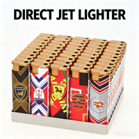 Briquet à flamme jet coupe-vent personnalisé d'usine, rechargeable, avec logo imprimé pour hôtels, KTV et cadeaux promotionnels