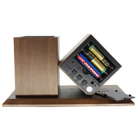 JIN PENG Horloge de bureau LED 3 en 1 en bambou avec porte-stylo, alarme, date et température pour le bureau, la maison, l'étude, décoration, cadeau