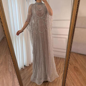 Serena collina LA72484A <span class=keywords><strong>argento</strong></span> Nude collo alto lusso perline abiti da sera formali abiti da festa di <span class=keywords><strong>nozze</strong></span> <span class=keywords><strong>per</strong></span> le donne - Product Image 4