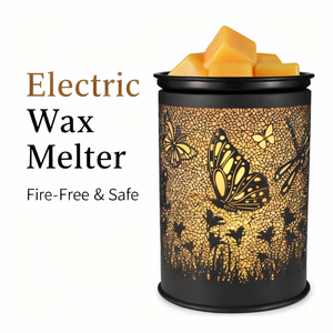 Durable Black Metal Butterfly Cutout Pattern Safe Flameless Wax Melt Burners Bedroom Decor Electric Candle <strong>Warmer</strong> - Product Image 3