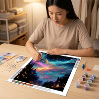 Peinture Diamant 5D Personnalisée, Kit Complet, Galaxie Ciel Étoilé Château Scène Nocturne, Kit d'Art DIY, Décoration Murale, Cadeau pour Adultes