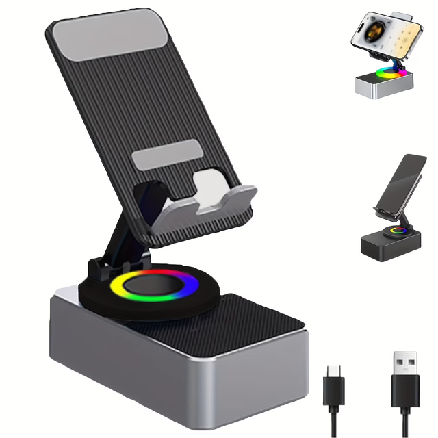 Hot Sell Multi Function Desktop Mobile Phone Wireless Speaker Folding Rotate RGB Wireless Speaker with Phone Holder