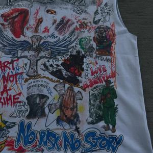 Chaleco Deportivo Holgado de Algodón Personalizado, Estilo Hip Hop, Transpirable, Vintage, Lavado Ácido, Impresión DTG, Camiseta sin Mangas para Hombre - Product Image 3