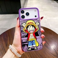 Coque de téléphone design anime Cartoon Happy Monkey D Luffy pour iPhone 17 Air 16 Plus 15 Pro 14, coque arrière imprimée UV pour Samsung S26