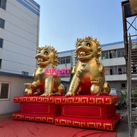 Ballon gonflable de statue de base de lion d'or de mariage traditionnel pour la décoration, mascotte gonflable de lion bon marché