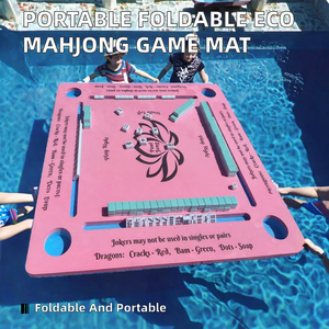 Table de jeu de mahjong et de dominos pliable et portable en caoutchouc, moderne et personnalisée, pour bord de piscine, écologique, durable, résistante à l'eau, pour 4 joueurs - Product Image 2