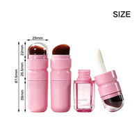 Tube de gloss à lèvres vide rose rond de 7 ml en ABS avec grand pinceau, service d'étiquetage inclus