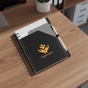 Carnet trapézoïdal personnalisé avec logo et stylet – Cadeau promotionnel d'entreprise en gros – Bloc-notes exécutif personnalisé pour l'écriture - Product Image 3