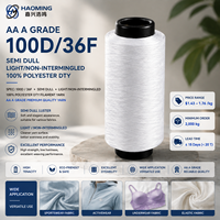 Filament de polyester DTY 100% non mélangé, semi-terne, blanc brut, grade AA 100D/36F, pour tricotage et tissage