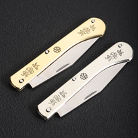 Couteau pliant de poche en acier 8Cr15MoV de haute qualité, manche en laiton, couteau de poche portable pour le camping en plein air, outil multifonctionnel EDC