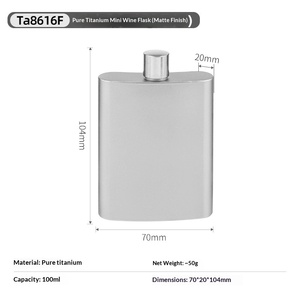 Flasque à <span class=keywords><strong>whisky</strong></span> plate épaisse en titane pur 0,1 kg 100 ml Camping en plein air Pot à vin portable - Product Image 4