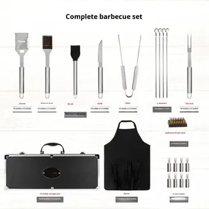 Ensemble de barbecue en acier inoxydable de style américain, très vendu, pour le camping en plein air, avec poignée en aluminium, 21 pièces - Product Image 4