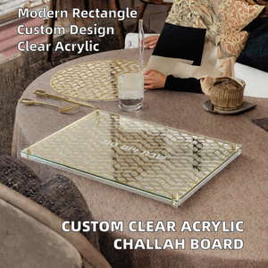 Plateau à Challah Rectangulaire en Acrylique Transparent Personnalisé, Décoration de Table Moderne en Verre Découpé au Laser - Product Image 2