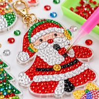 Kit DIY de porte-clés de Noël à peinture diamantée en acrylique, 15 motifs, avec stylo, cire et plateau, pour cadeau, décoration intérieure, vente en gros