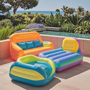 インフレータブルキャンプラウンジャーソファバックピロークッションチェアブローアップシートエアラウンジャーレインボーインフレータブルソファ - Product Image 6