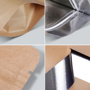 Bolsa de plástico para embalaje de alimentos, cierre de cremallera, papel de aluminio, marrón, Kraft - Product Image 4