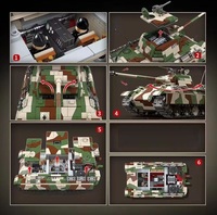 Char d'assaut allemand Panther MOC, blocs de construction, jouet d'ingénierie, char militaire, 6 soldats, pour les fans militaires