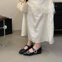 Chaussures de soirée douces pour l'automne, talons compensés de 3 cm, légères, à bout carré, basses, style Mary Jane, dessus en microfibre, semelle extérieure en caoutchouc, Nouveauté 2026, style français