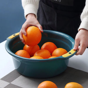 Plastic Washbasin Round Double Handle Deep Basin For Kitchen <b>Vegetable</b> Washing And Face Cleaning - Product Image 2