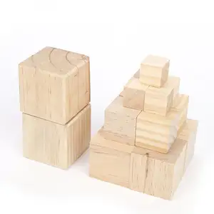 30pcs 15mm Wooden Square Crafts Kid Cube Building Geometric Blocks Model DIY Fun
