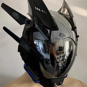 หน้ากากหมวก LED สไตล์ไซเบอร์พังก์ สำหรับดีเจ ดีเจดีเอส ใช้สำหรับการแสดงบนเวที เต้นรำ  วัสดุโพลีเอสเตอร์ 100% สำหรับผู้ใหญ่ - Product Image 4