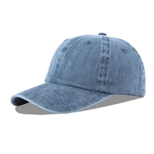 Customized Popular Fashion Soft Vintage Unstructured Adjustable Dad Hat Washed Denim Retro Baseball Cap Blank