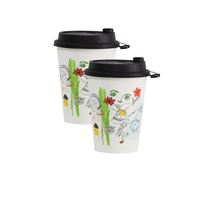 Gobelets à café jetables en gros Lions avec papier sulfurisé, capacité 2,5 oz-16 oz, taille et design personnalisés, origine Anhui, avec poignée