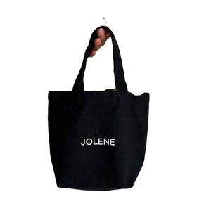 Sac fourre-tout en toile de coton noir avec poignée en coton, directement de l'usine - Product Image 1