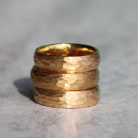 Ensemble d'alliances martelées en or 18 carats pour couples, bagues de mariage assorties pour lui et pour elle, largeur 6 mm et 8 mm, bijoux de fiançailles