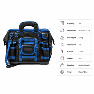 Bolsa de Herramientas para Electricista de Alta Resistencia, Parte Superior Abierta, Base Rígida, Múltiples Bolsillos, Organizador de Herramientas, Correa para Hombro, Fabricación OEM, Venta al Por Mayor Personalizada - Product Image 3