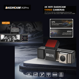 Ba kênh Wifi DVR phía trước 4K + incar 1080P + Phía sau 1080P 3 ống kính Dashcam 3.16 'IPS màn hình Blackbox ADAS + BSD xe màu đen hộp đen - Product Image 6